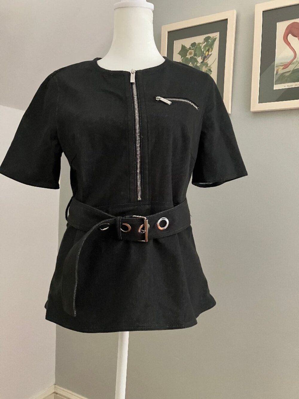 Calvin Klein gray belted top size M